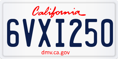 CA license plate 6VXI250