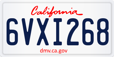CA license plate 6VXI268