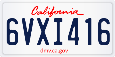 CA license plate 6VXI416