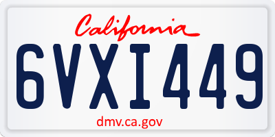 CA license plate 6VXI449