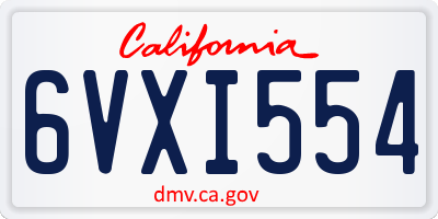 CA license plate 6VXI554