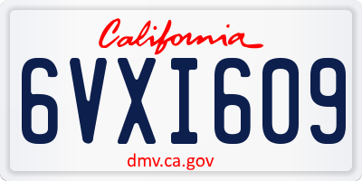 CA license plate 6VXI609