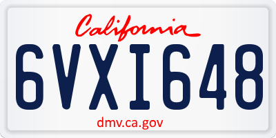 CA license plate 6VXI648