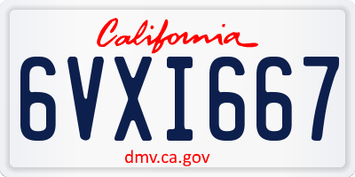 CA license plate 6VXI667