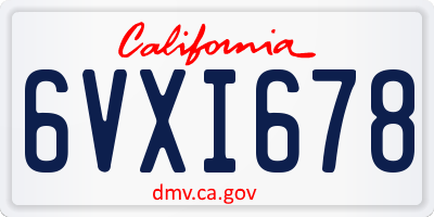 CA license plate 6VXI678