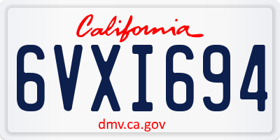 CA license plate 6VXI694