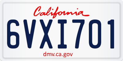 CA license plate 6VXI701