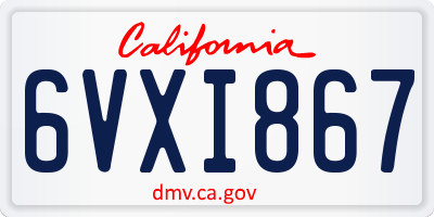 CA license plate 6VXI867