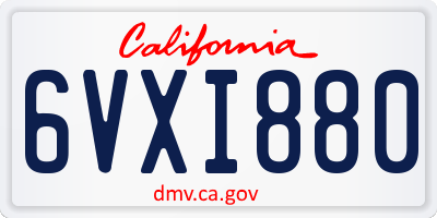 CA license plate 6VXI880
