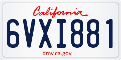 CA license plate 6VXI881