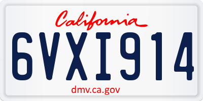CA license plate 6VXI914