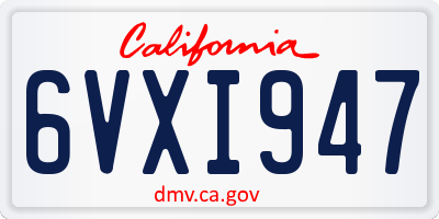 CA license plate 6VXI947