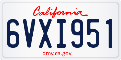 CA license plate 6VXI951