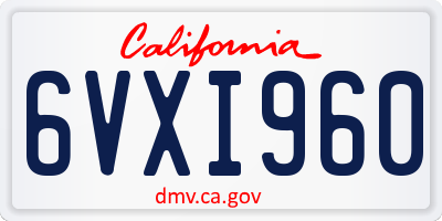 CA license plate 6VXI960