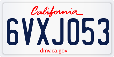 CA license plate 6VXJ053
