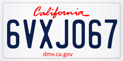 CA license plate 6VXJ067