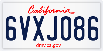 CA license plate 6VXJ086