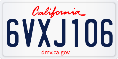 CA license plate 6VXJ106