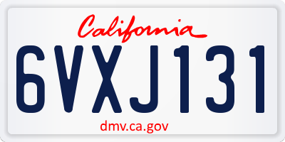 CA license plate 6VXJ131