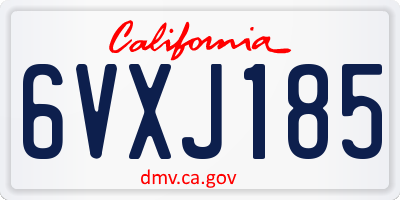 CA license plate 6VXJ185