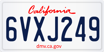 CA license plate 6VXJ249