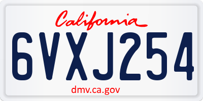 CA license plate 6VXJ254