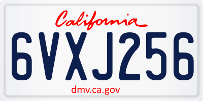 CA license plate 6VXJ256