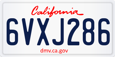CA license plate 6VXJ286