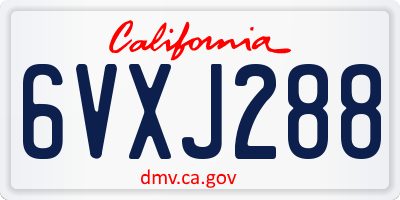 CA license plate 6VXJ288