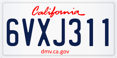 CA license plate 6VXJ311