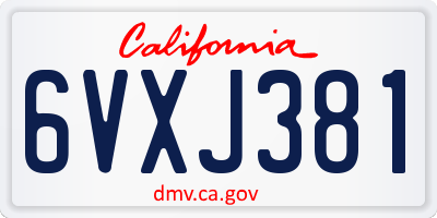 CA license plate 6VXJ381