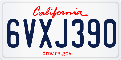 CA license plate 6VXJ390