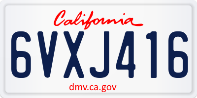 CA license plate 6VXJ416