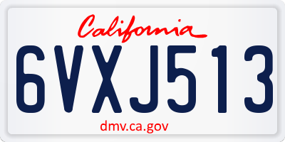 CA license plate 6VXJ513
