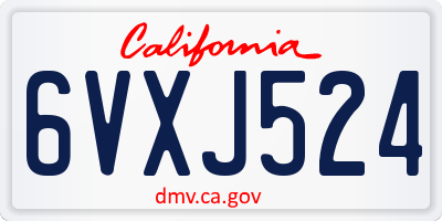 CA license plate 6VXJ524