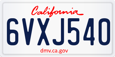CA license plate 6VXJ540