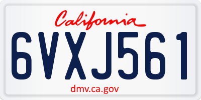 CA license plate 6VXJ561
