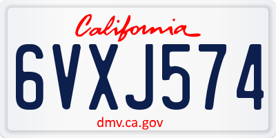 CA license plate 6VXJ574