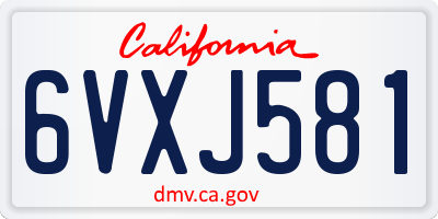 CA license plate 6VXJ581
