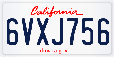 CA license plate 6VXJ756