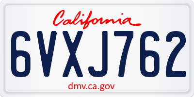 CA license plate 6VXJ762