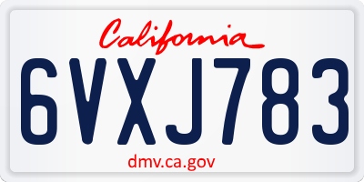 CA license plate 6VXJ783