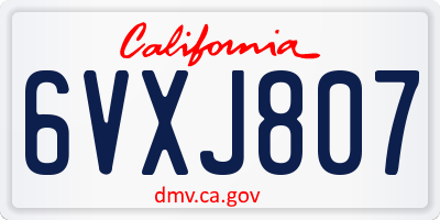 CA license plate 6VXJ807