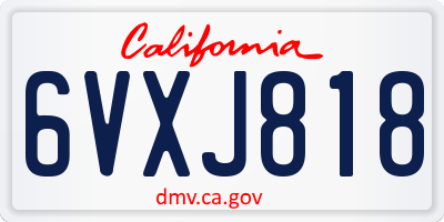 CA license plate 6VXJ818