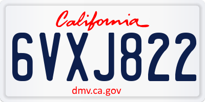 CA license plate 6VXJ822