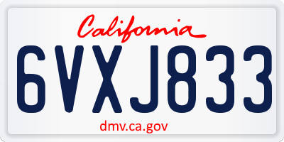 CA license plate 6VXJ833