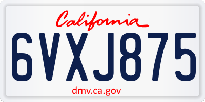 CA license plate 6VXJ875