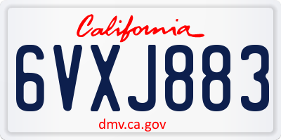 CA license plate 6VXJ883