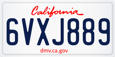 CA license plate 6VXJ889