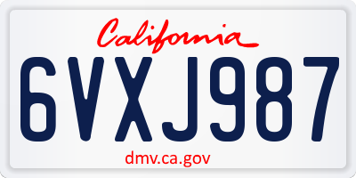 CA license plate 6VXJ987